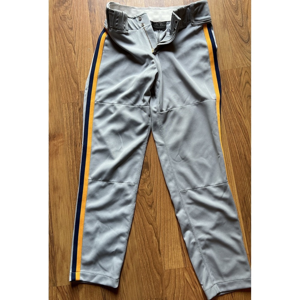 Boombah Baseball Softball Men's Pants Gray White Black Gold Size 28 Pants